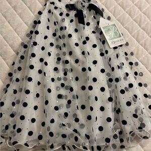 Bonnie Jean Black and White Polka Dot Skirt